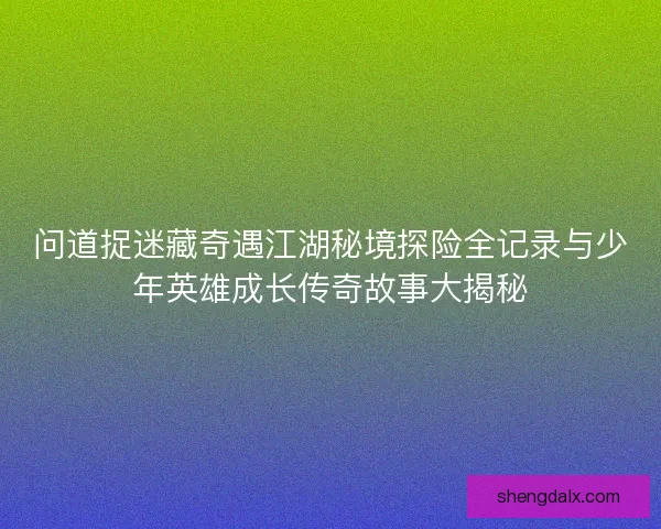 问道捉迷藏奇遇江湖秘境探险全记录与少年英雄成长传奇故事大揭秘